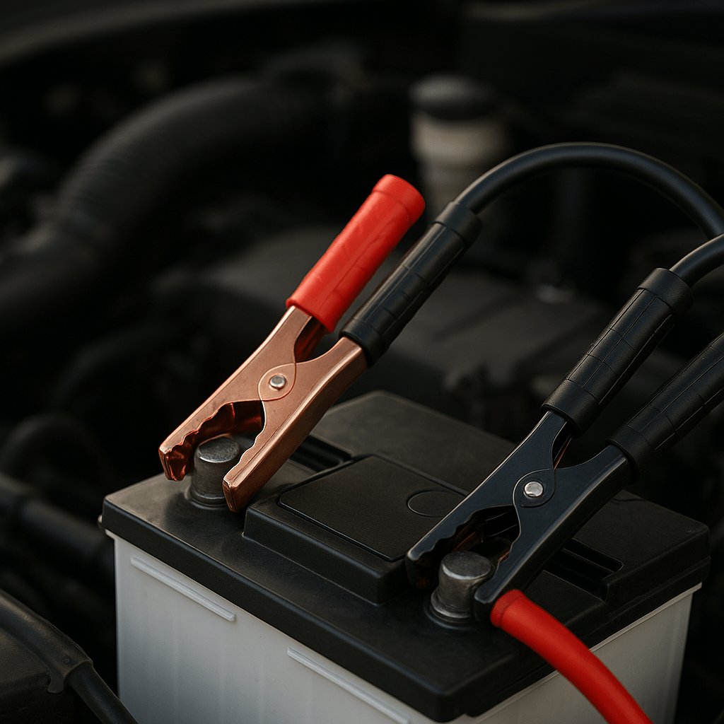 Starthilfe mit Überbrückungskabeln