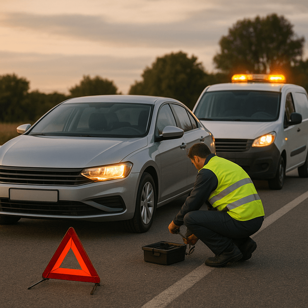 Pannenhilfe-Fahrzeug am Straßenrand
